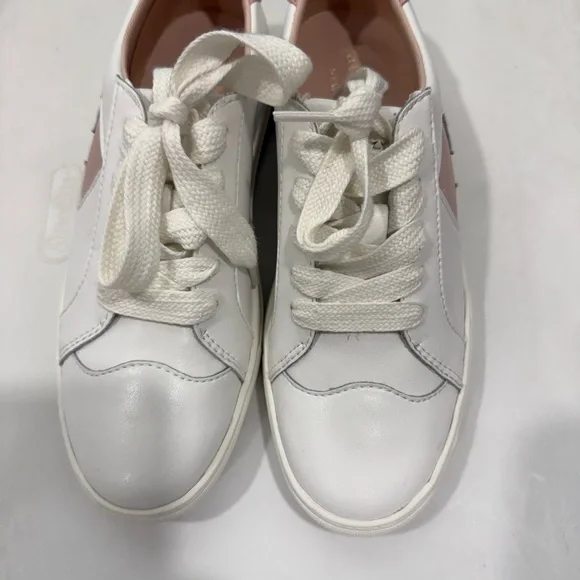 NWOT Kate Spade White Sneakers with Pink Heart Accent - Picture 2 of 6